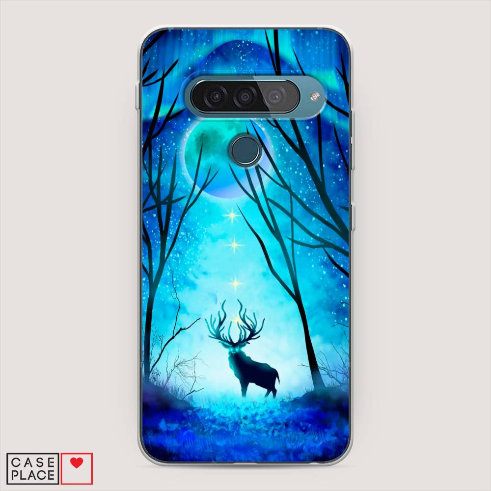 

Чехол на LG G8s ThinQ "Олень северное сияние", Синий;черный;голубой, 84050-1
