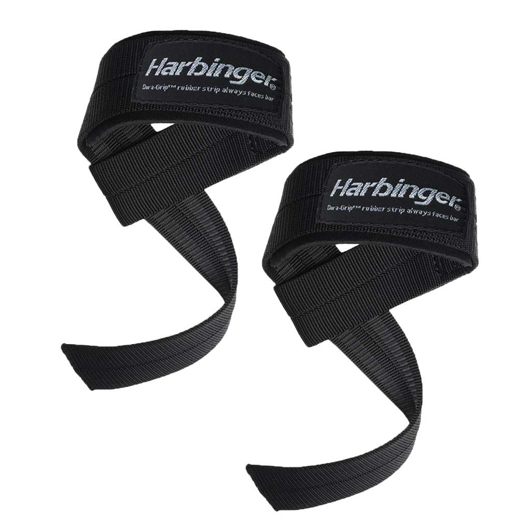Хлопчатобумажные ремни для тяги Harbinger с подкладками на запястьях Big Grip® Black