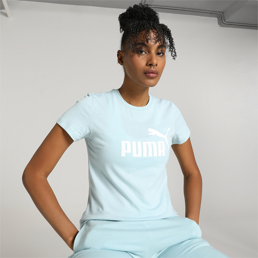 

Футболка женская PUMA ESS Logo Tee (s) голубая M, Голубой, ESS Logo Tee (s)