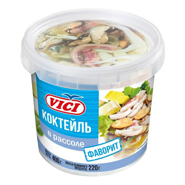 фото Морской коктейль vici фаворит из морепродуктов в рассоле 400 г