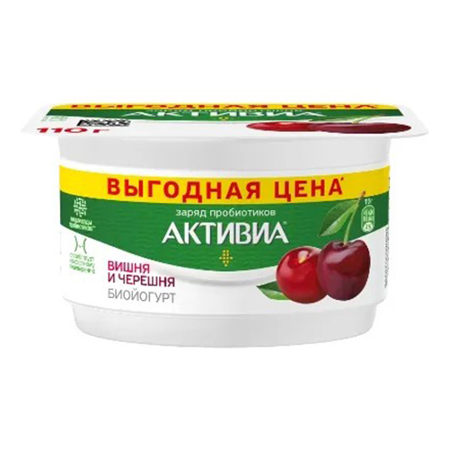 

Биойогурт Активиа вишня-черешня 3% БЗМЖ 110 г