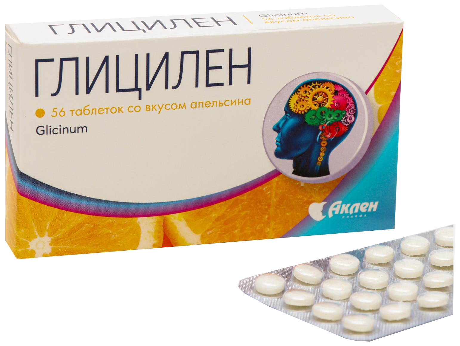 Купить Глицилен апельсин таблетки 200 мг 56 шт., Авен