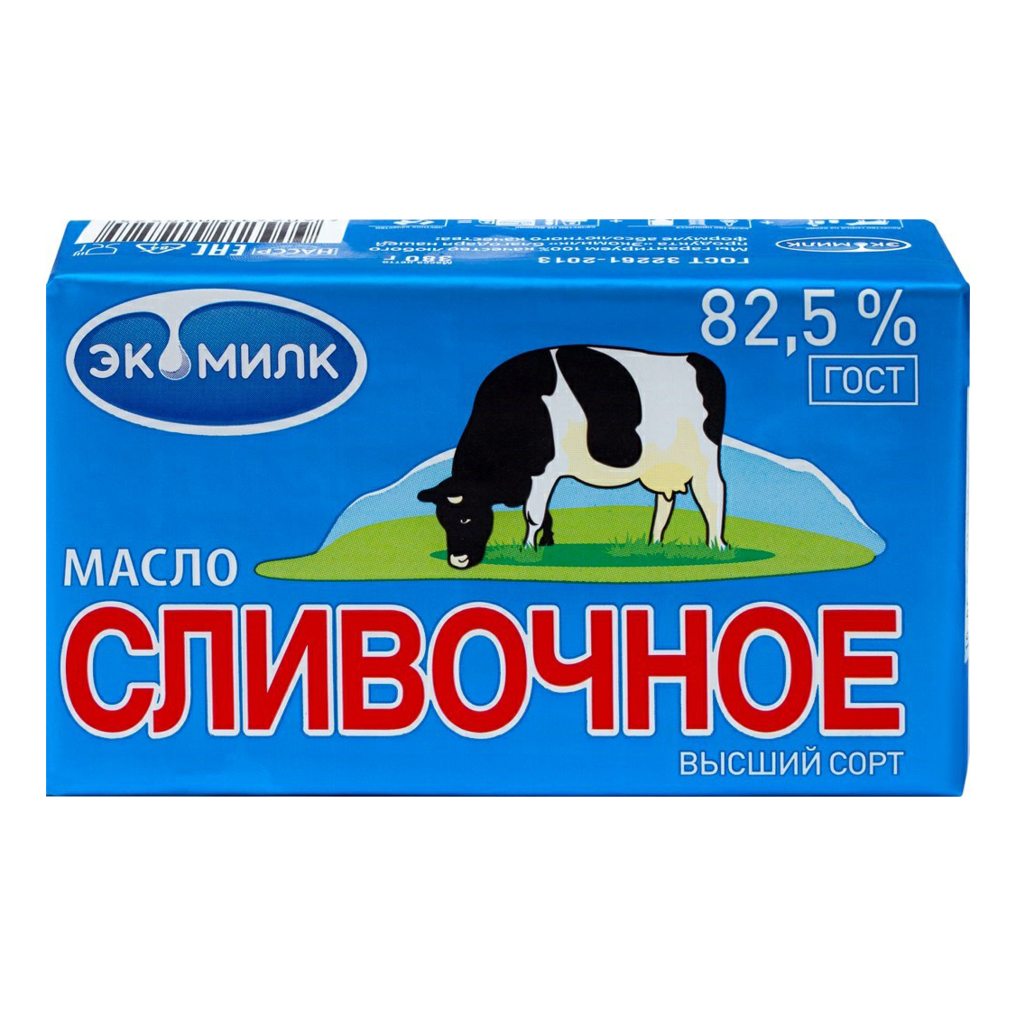 фото Сладкосливочное масло экомилк традиционное несоленое 82,5% 380 г