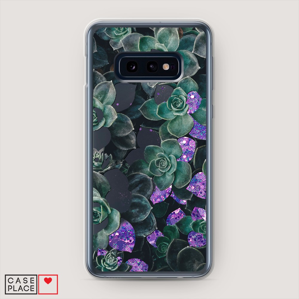 

Жидкий чехол с блестками "Сукуленты цветные" на Samsung Galaxy S10E