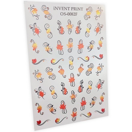

iNVENT PRiNT, Слайдер-дизайн «Осень. Вензеля. Веточки. Листья» №OS-82F, Желтый;красный;черный