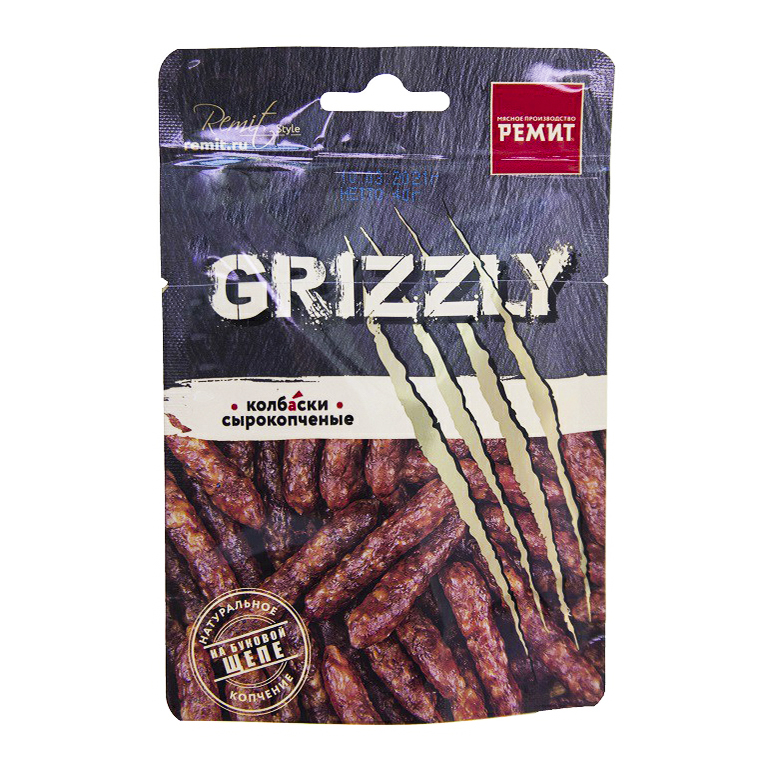 

Колбаски Ремит Grizzly курино-свиные сырокопченые 40 г