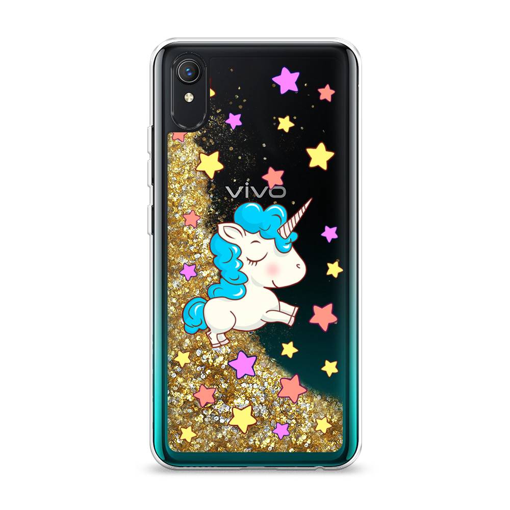 

Жидкий чехол с блестками "Звездный единорог" на Vivo Y1s, 263290-1