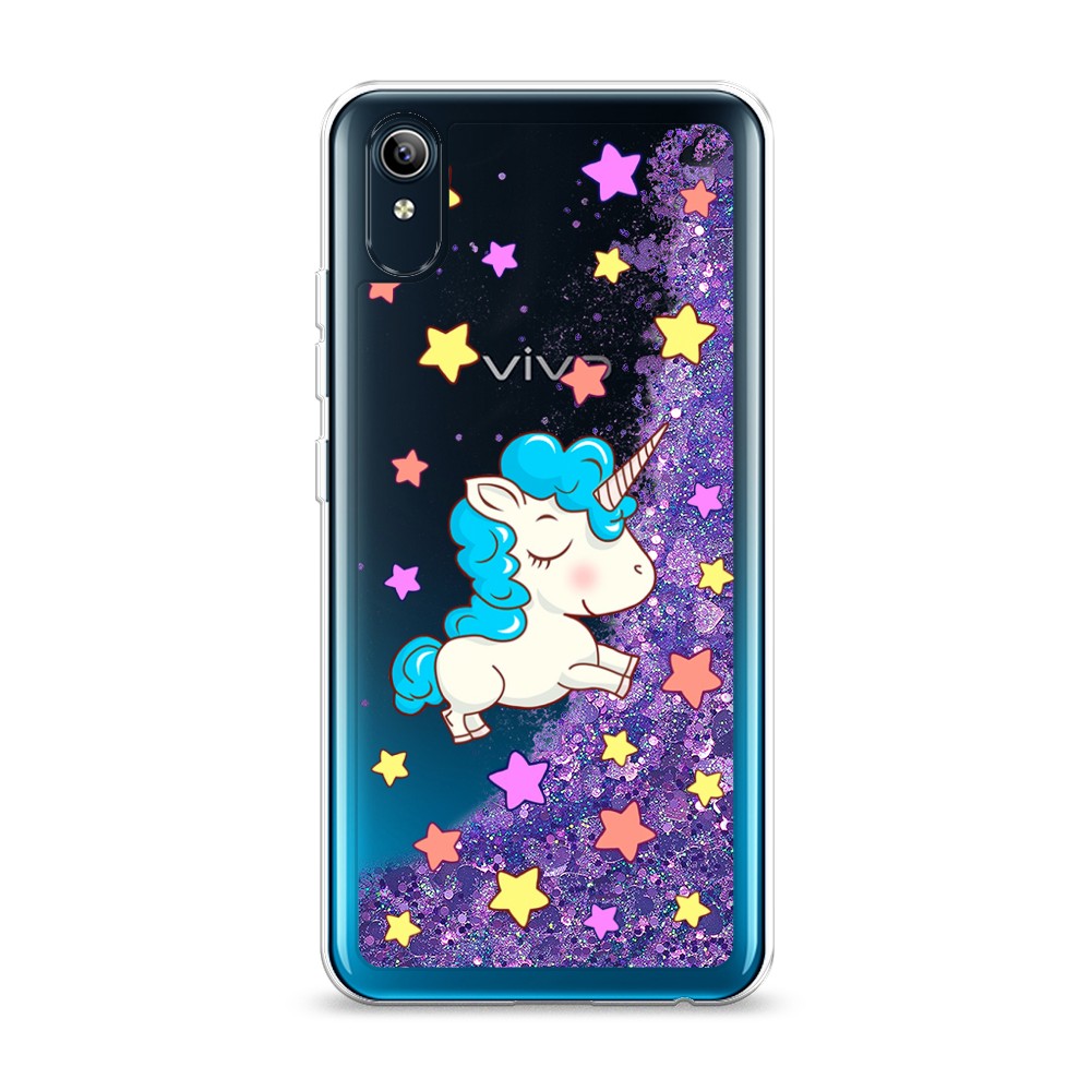 

Жидкий чехол с блестками "Звездный единорог" на Vivo Y91c, 262892-1
