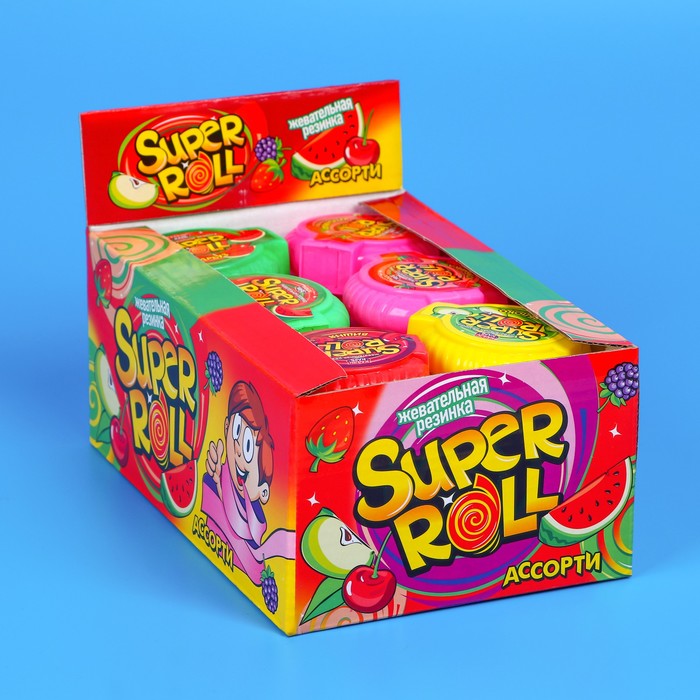 

Жевательная резинка Канди Клаб super roll ассорти 12 г, 24 штуки
