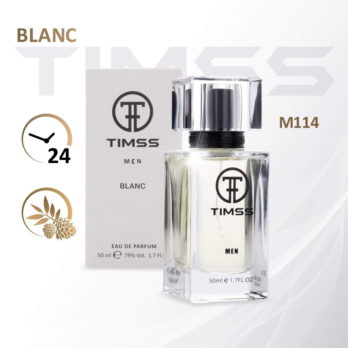 Духи мужские TIMSS BLANC по мотивам Eau de Lacoste L.12.12. White 50 мл