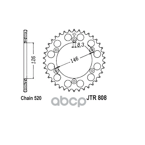Звезда Мотоциклетная Jt Jtr808.44 JT Sprockets арт. JTR808.44