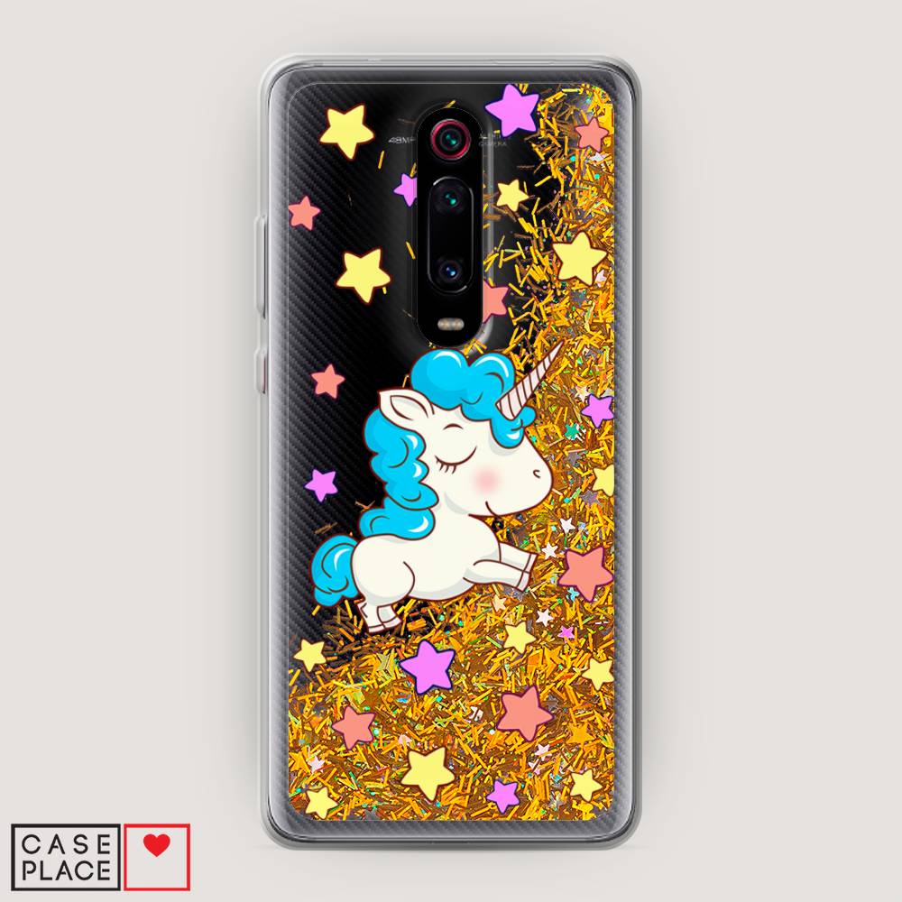

Жидкий чехол с блестками "Звездный единорог" на Xiaomi Mi 9T, 35790-1