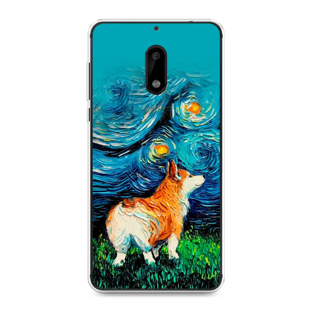 

Чехол на Nokia 6 "Корги звёздная ночь", Коричневый;белый;зеленый, 120350-1