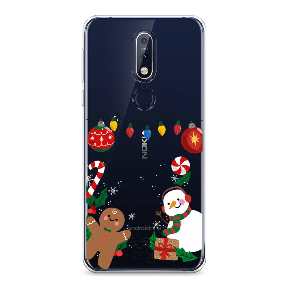 

Чехол на Nokia 7.1 "Новогоднее настроение", Коричневый;красный;зеленый, 122050-5