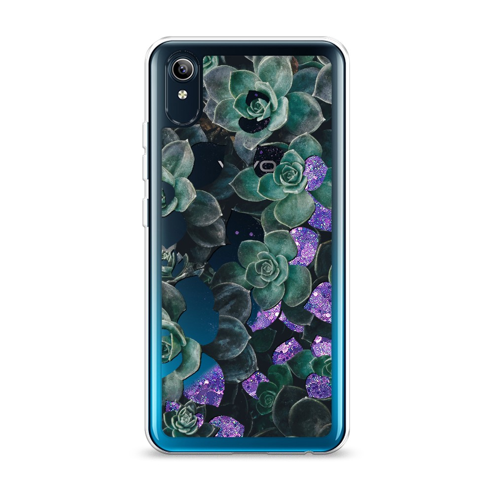 

Жидкий чехол с блестками "Сукуленты цветные" на Vivo Y91c, 262892-1