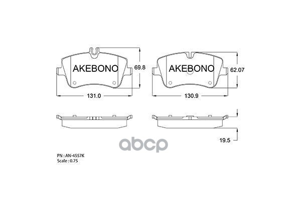 

Колодки Тормозные Италия Akebono арт. AN-4557K