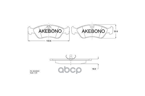 

Колодки Тормозные Италия Akebono арт. AN-8003K