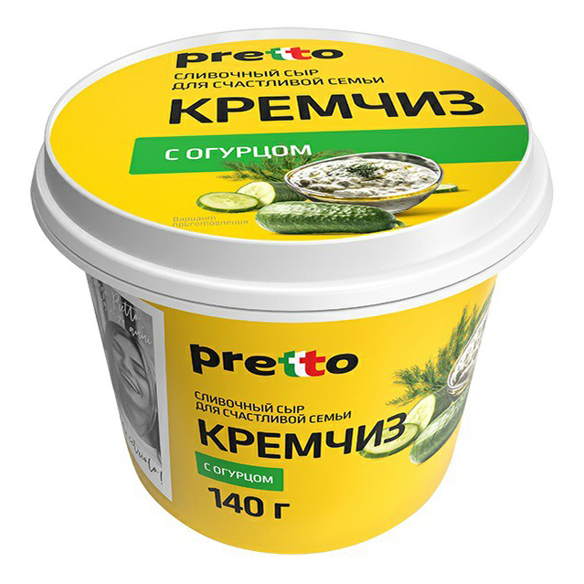 

Сыр мягкий Pretto Крем Чиз сливочный с огурцом 70% 140 г