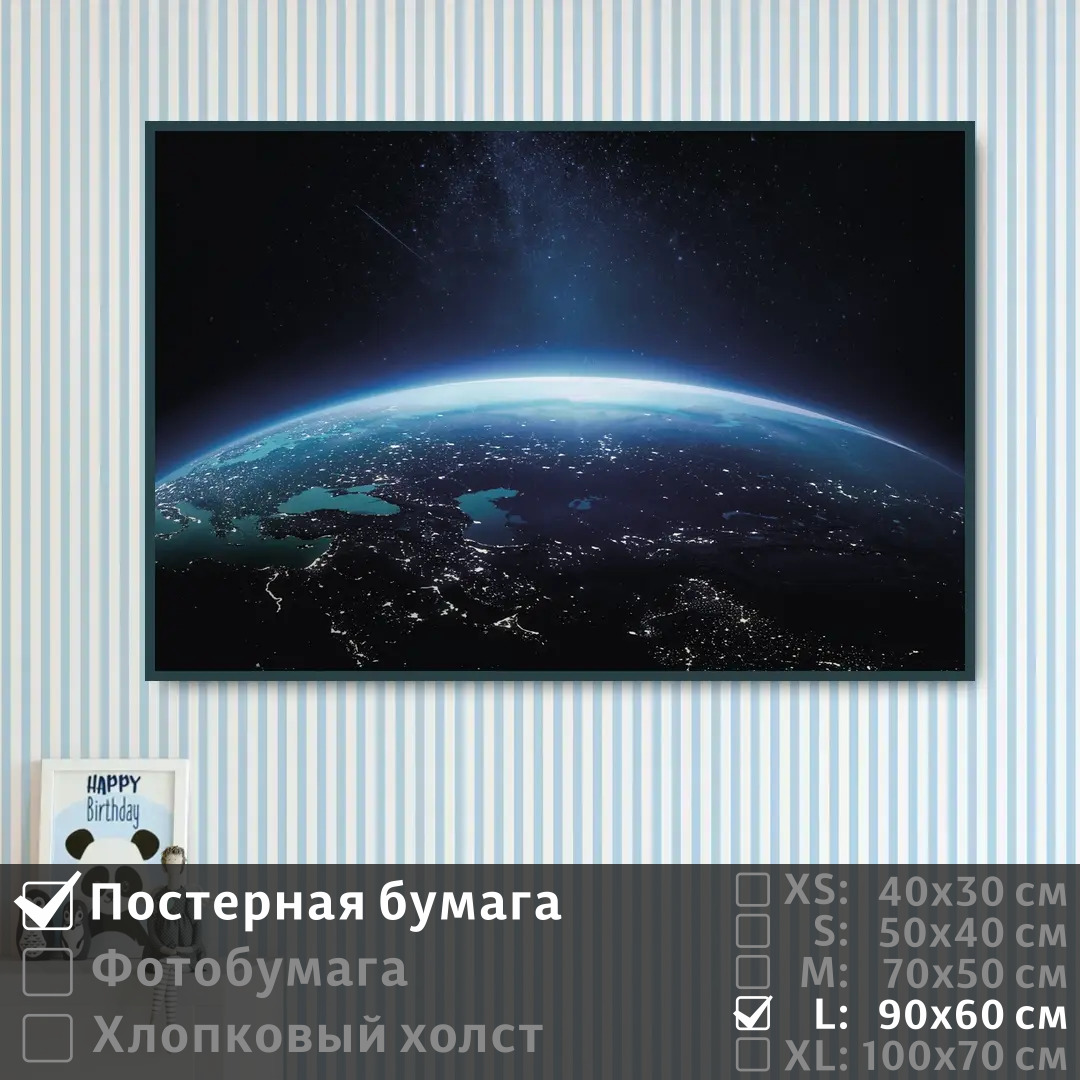 

Постер на стену ПолиЦентр Планета земля из космоса 90х60 см, ПланетаЗемляИзКосмоса