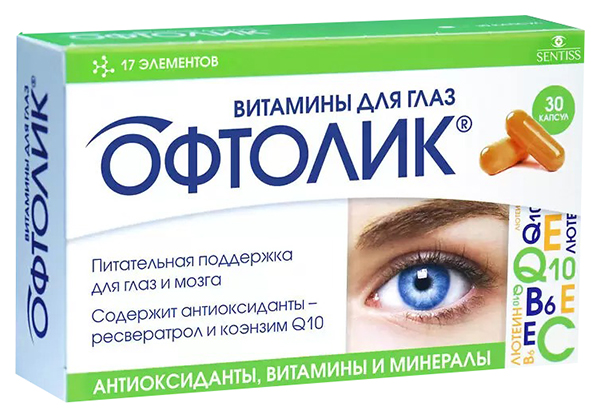 Купить Витамины для глаз Офтолик капсулы 30 шт., ВТФ ООО