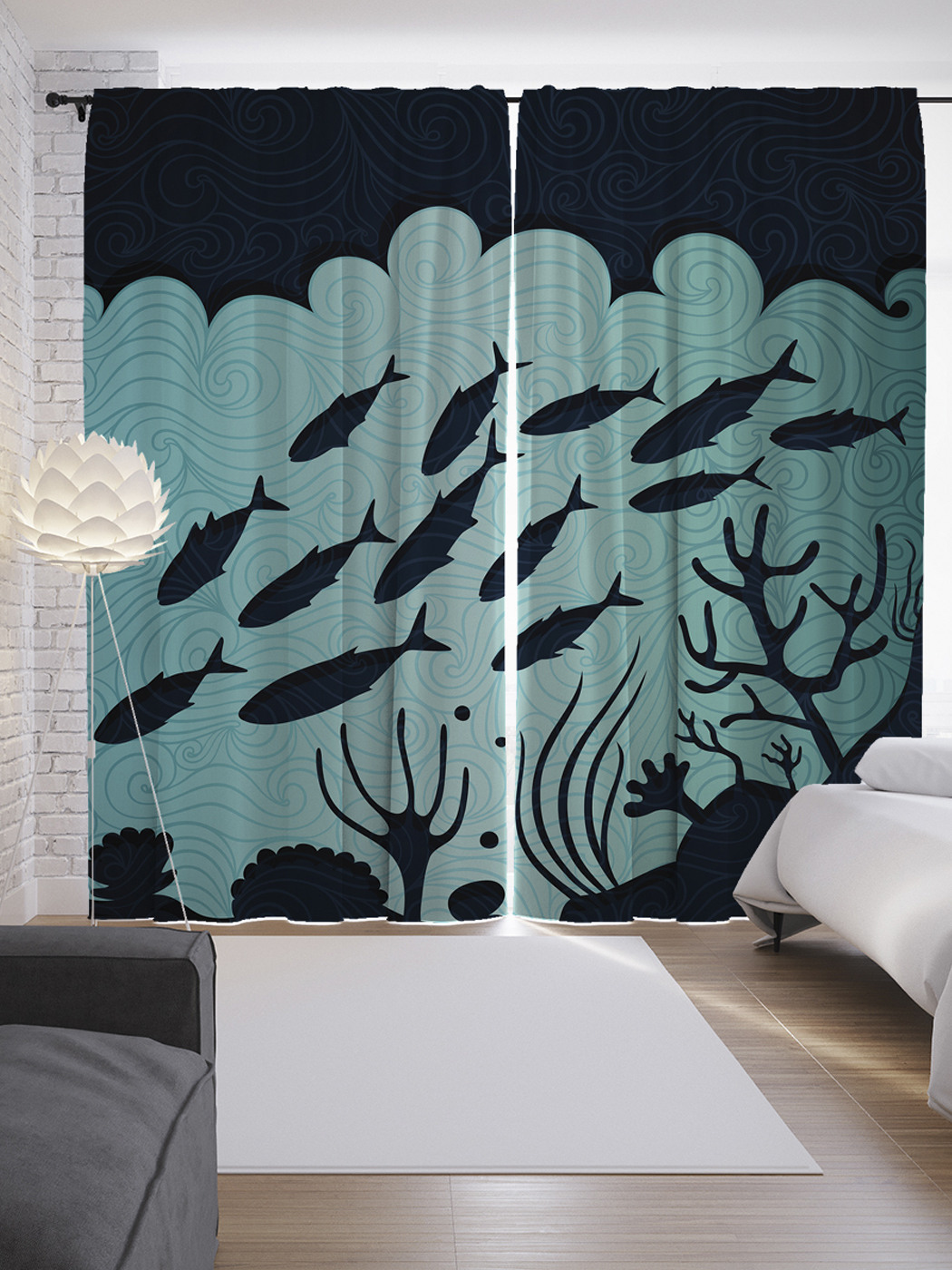 

Шторы с фотопечатью JoyArty «Рыбы-исследователи» из сатена, 290х265 см