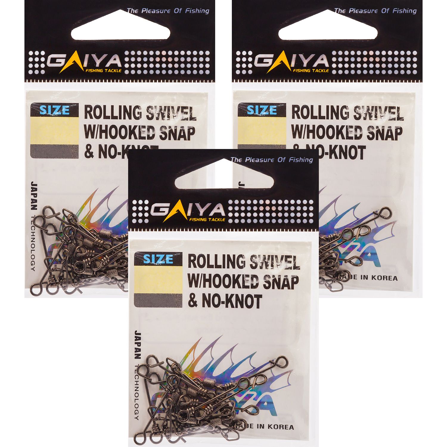 Вертлюг с быстросъём застёж Gaiya ROLLING SWIVEL W/HOOKED SNAP & NO-KNOT 05, 20кг 30шт