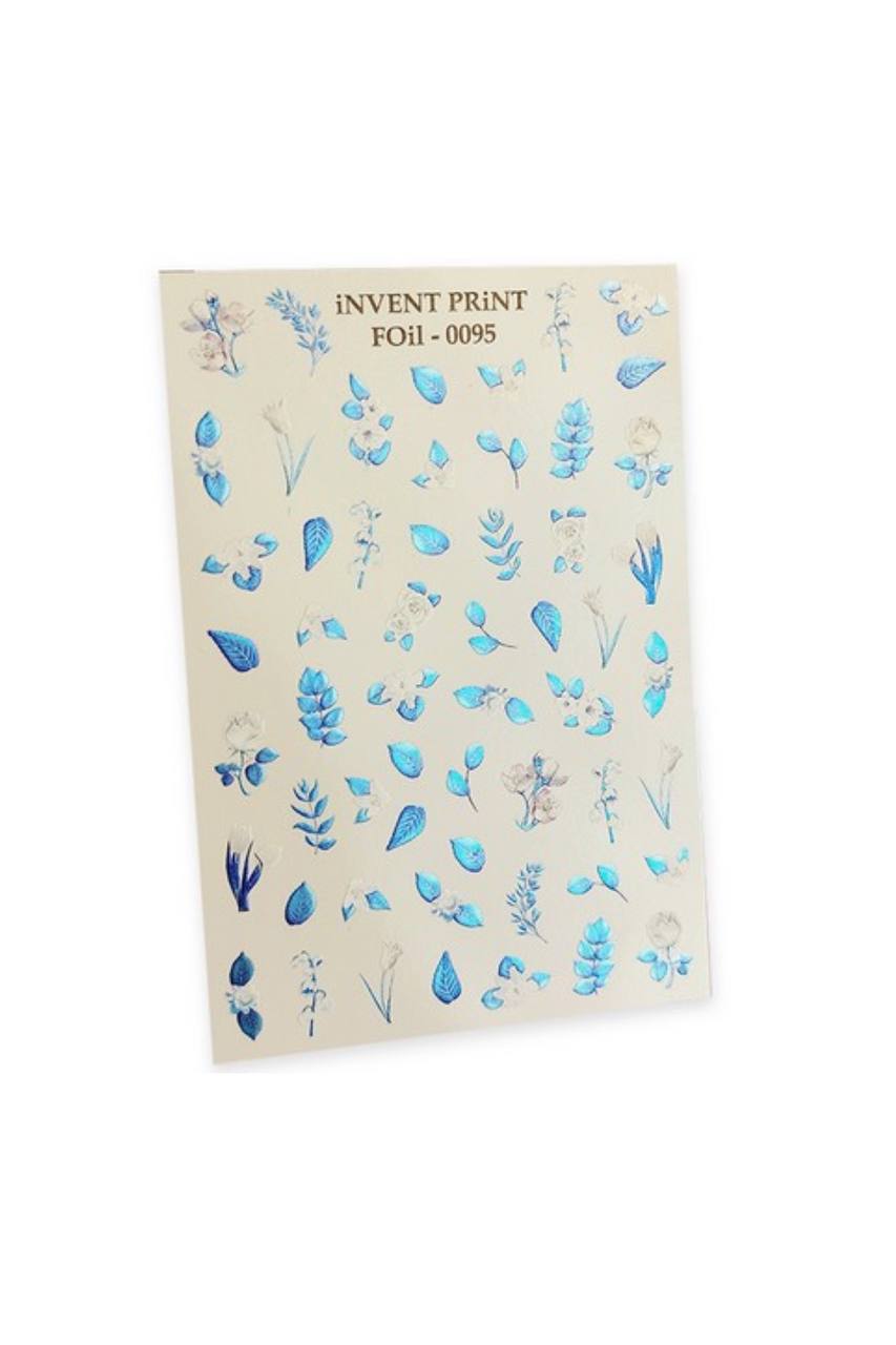 

Набор, iNVENT PRiNT, Фольгированный слайдер «Цветы. Листья. Веточки» №FOiL-095, 3 шт., Синий