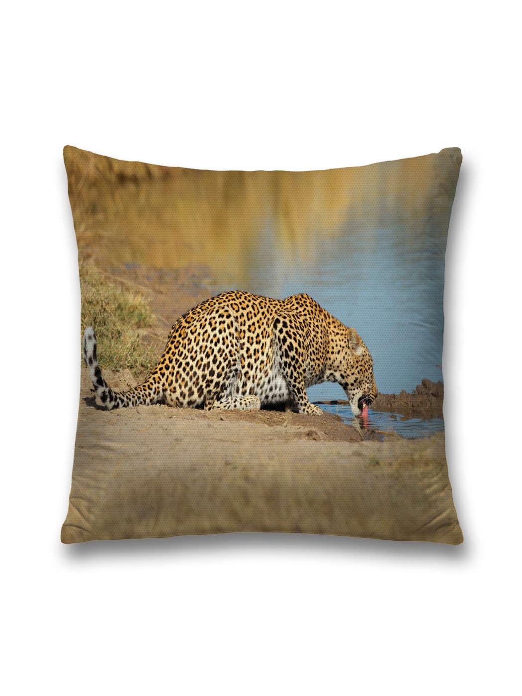 фото Наволочка joyarty декоративная "леопард у водоема" на молнии, 45x45 см