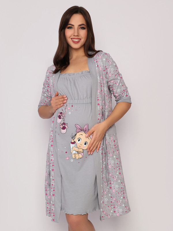 Комплект домашний для беременных женский Fashion Margo КЖ0268 серый 58 RU