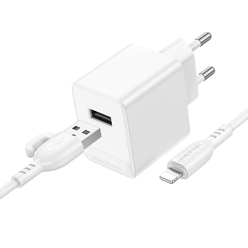 

Сетевое зарядное устройство Borofone BAS11A для Lightning 8-pin White, BAS11Ai