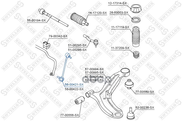 

56-00421-SX тяга стабилизатора переднего левая Kia Soul 08>