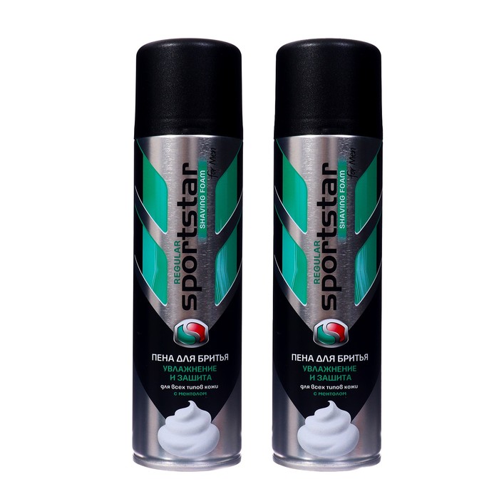 Sport Star Пена для бритья Sport Star Regular, для всех типов кожи, 200 мл * 2 шт. biotherm пена для бритья для чувствительной кожи sensitive force shaving foam