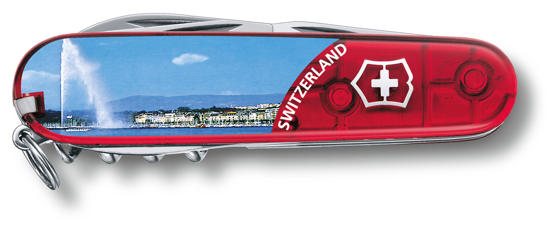 

Нож перочинный Victorinox Climber Geneve (1.3703.TE4) 91мм 14функц. красный полупрозрачный, Climber Geneve