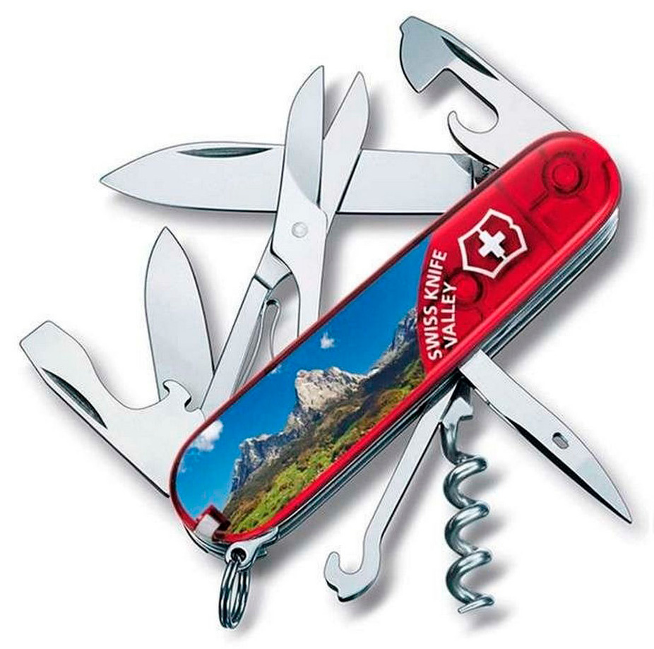 

Нож перочинный Victorinox Climber Valley (1.3703.TE9) 91мм 14функц. красный полупрозрачный