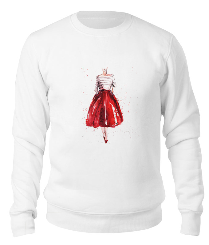 

Свитшот унисекс Printio Red skirt, red lips белый S, Red skirt, red lips