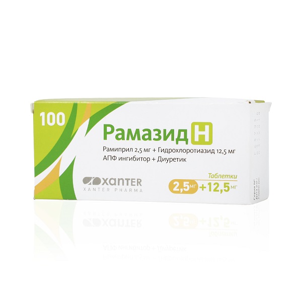 Рамазид Н таблетки 5 мг+12,5 мг, 100 шт.