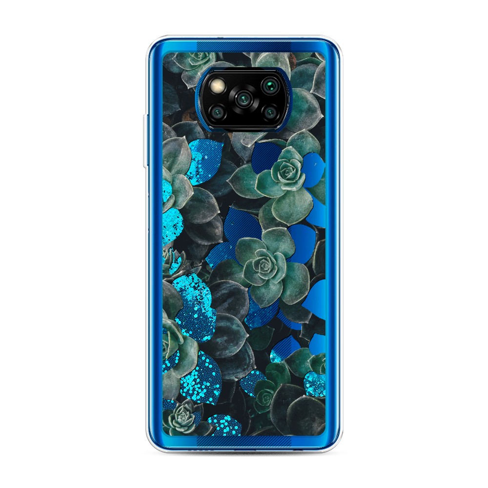

Жидкий чехол с блестками "Сукуленты цветные" на Xiaomi Poco X3 NFC, 39293-1