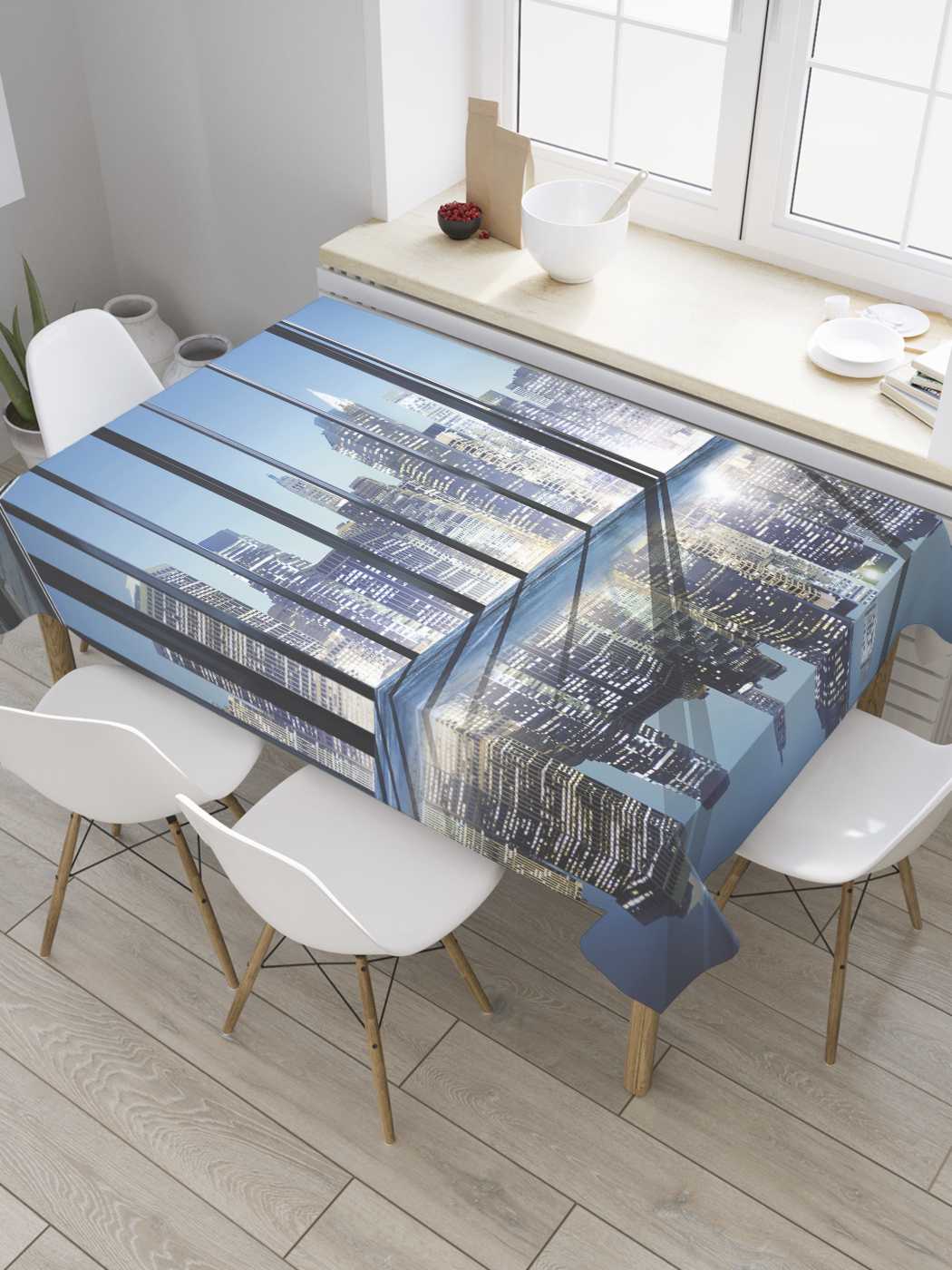 

Скатерть прямоугольная JoyArty "Вид с веранды ночью" из оксфорда, 120x145 см, Голубой, Вид с веранды ночью