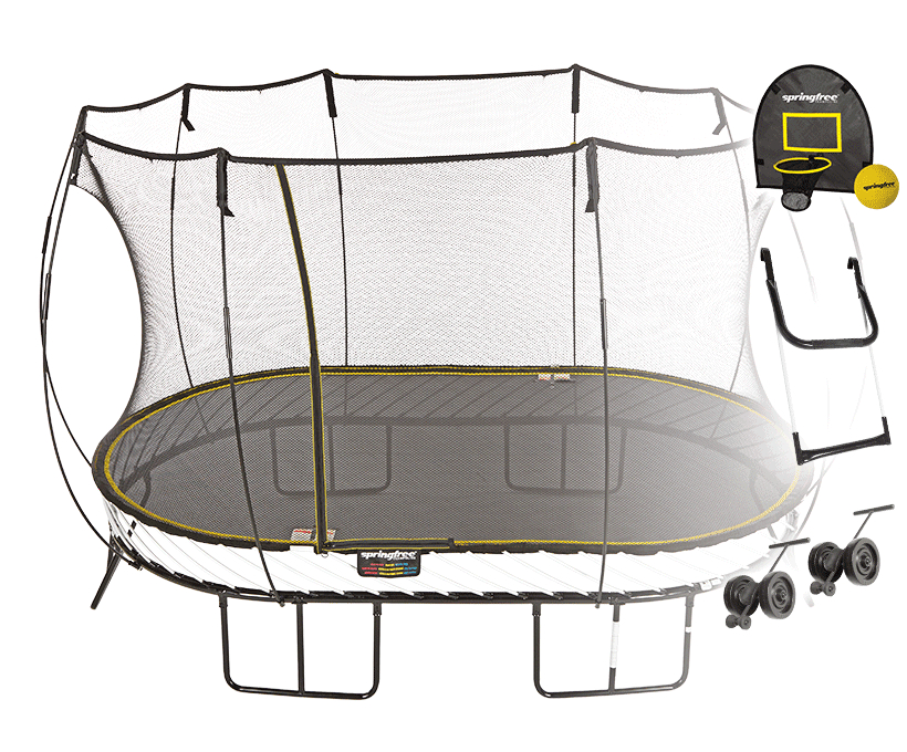 

Батут SPRINGFREE овальный O77 SHW с лестницей, корзиной для мяча и колесиками, o77shw