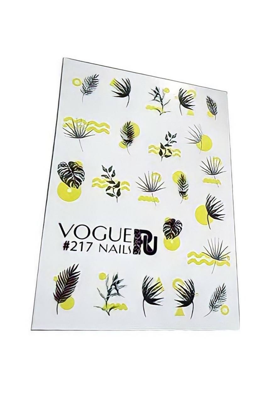 

Слайдеры для ногтей Vogue Nails водные наклейки, листья, веточки, геометрия набор 2 шт., Желтый;черный