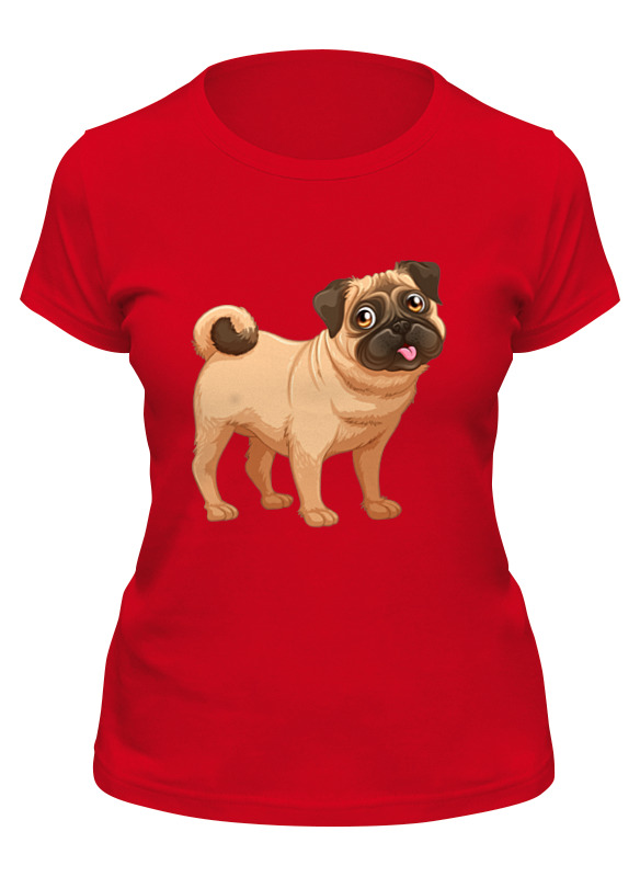 

Футболка женская Printio Забавная мопс красная XL, Забавный мопс
