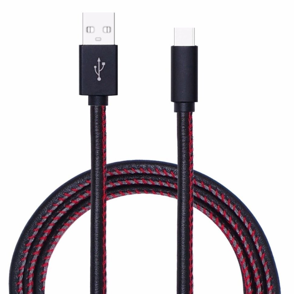 USB кабель Pro Legend Type-C, кожанный, черный, 1м PL1156