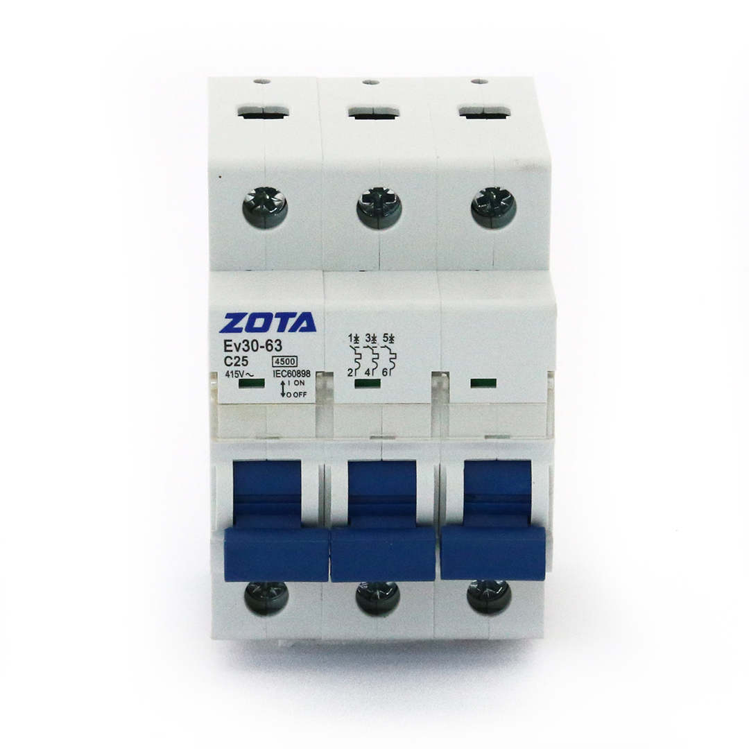 Автоматический выключатель ZOTA Ev30-63 3P 4.5kA 25A C без перемычки / CB3421603425