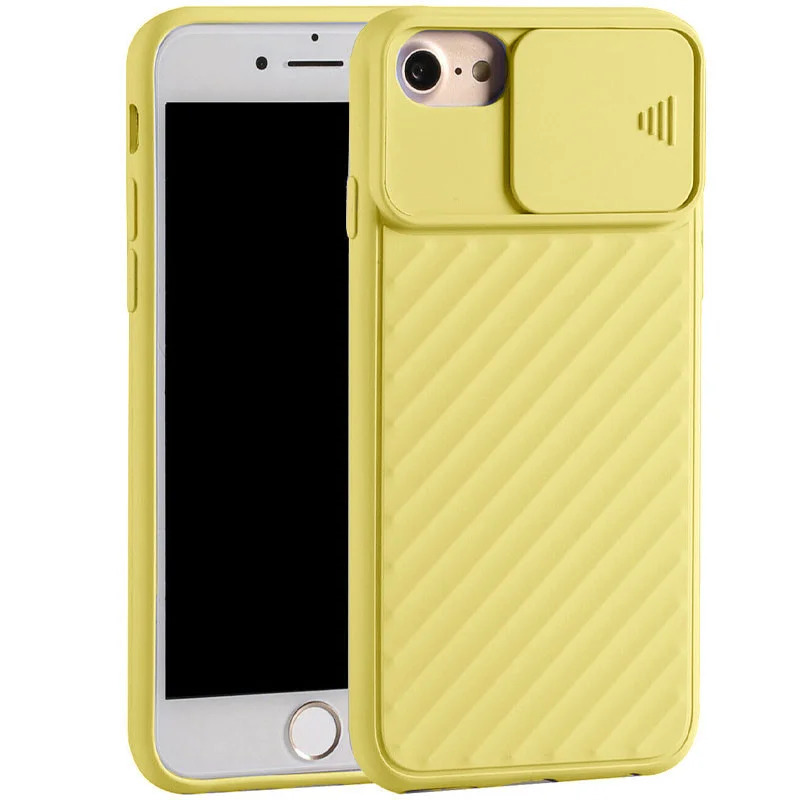фото Чехол для iphone 7/8 с защитой камеры шторка overlay (канареечный/желтый) ёmart