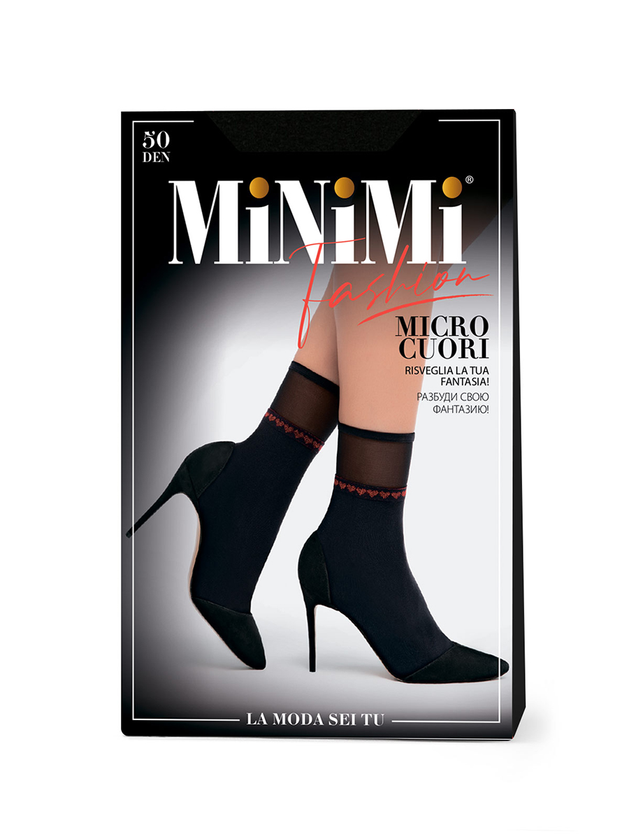 

Носки женские Minimi MICRO CUORI 50 черные OS, Черный, MICRO CUORI 50