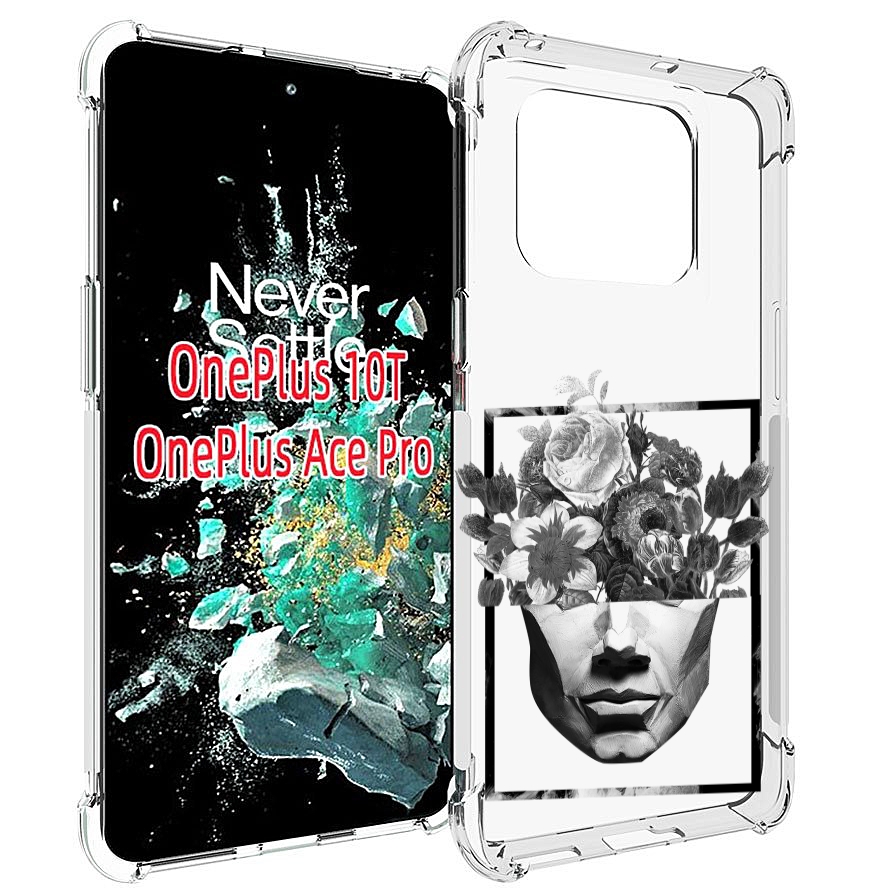 

Чехол MyPads черно белая ваза в абстракции для OnePlus 10T, Прозрачный, Tocco