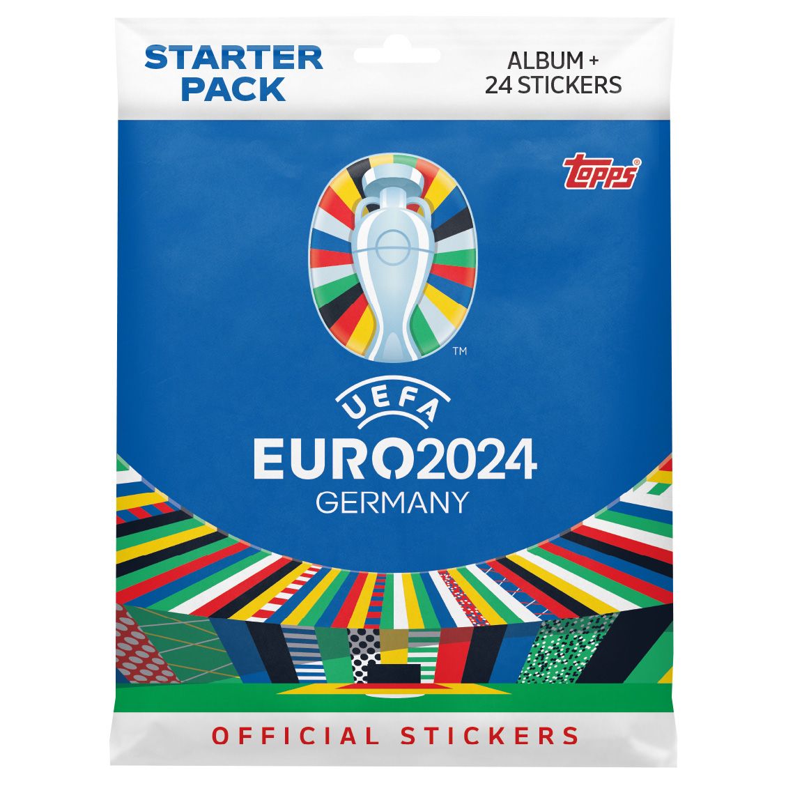 Наклейки Topps Чемпионат Европы по футболу Euro 2024 стартовый набор, 24 наклейки