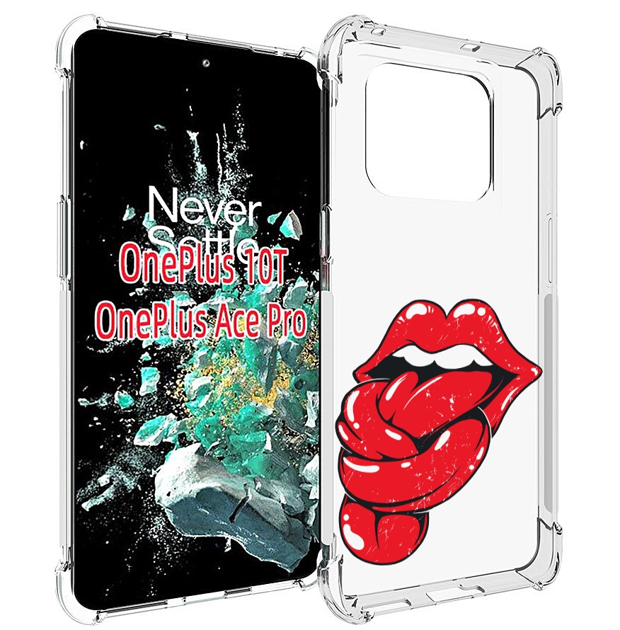 

Чехол MyPads яркие губы с языком для OnePlus 10T, Прозрачный, Tocco
