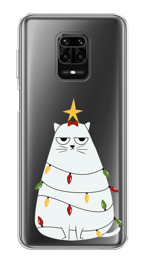 

Чехол на Xiaomi Redmi Note 9 Pro "Котик в гирлянде", Белый;красный;желтый, 38050-1