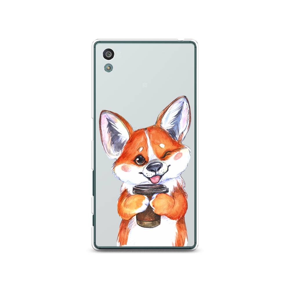

Чехол на Sony Xperia Z5 (Z5 Dual) "Корги с кофе", Оранжевый;белый, 52150-4